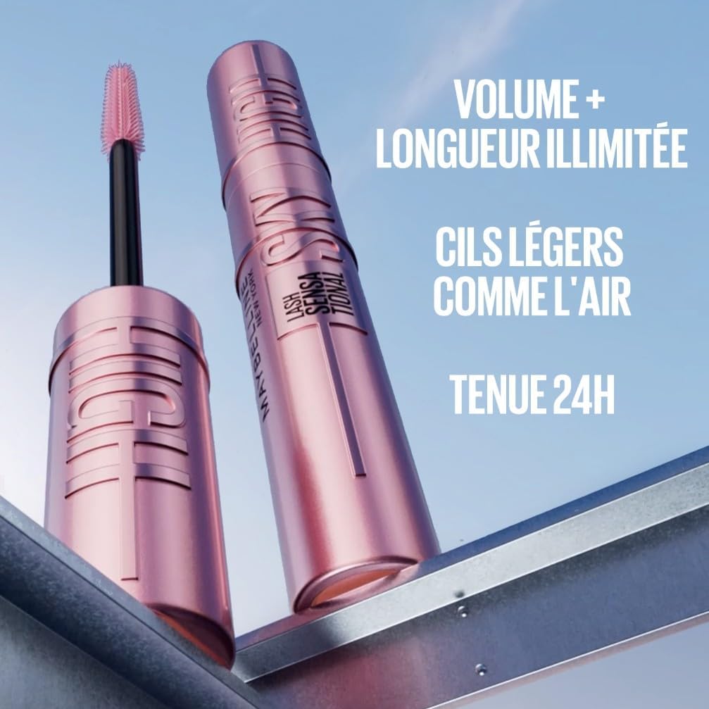 New York - Mascara Volume Intense Et Longueur Illimitée - Formule Enrichie En Extraits De Bambous Et De Fibres - Sky High - Teinte : Very Black - 7,2 Ml | Extraits Bambou Et Fibres, Brosse Flexible Capture Chaque Cil, Testé Dermatologique, Yeux Sensibles Et Lentilles