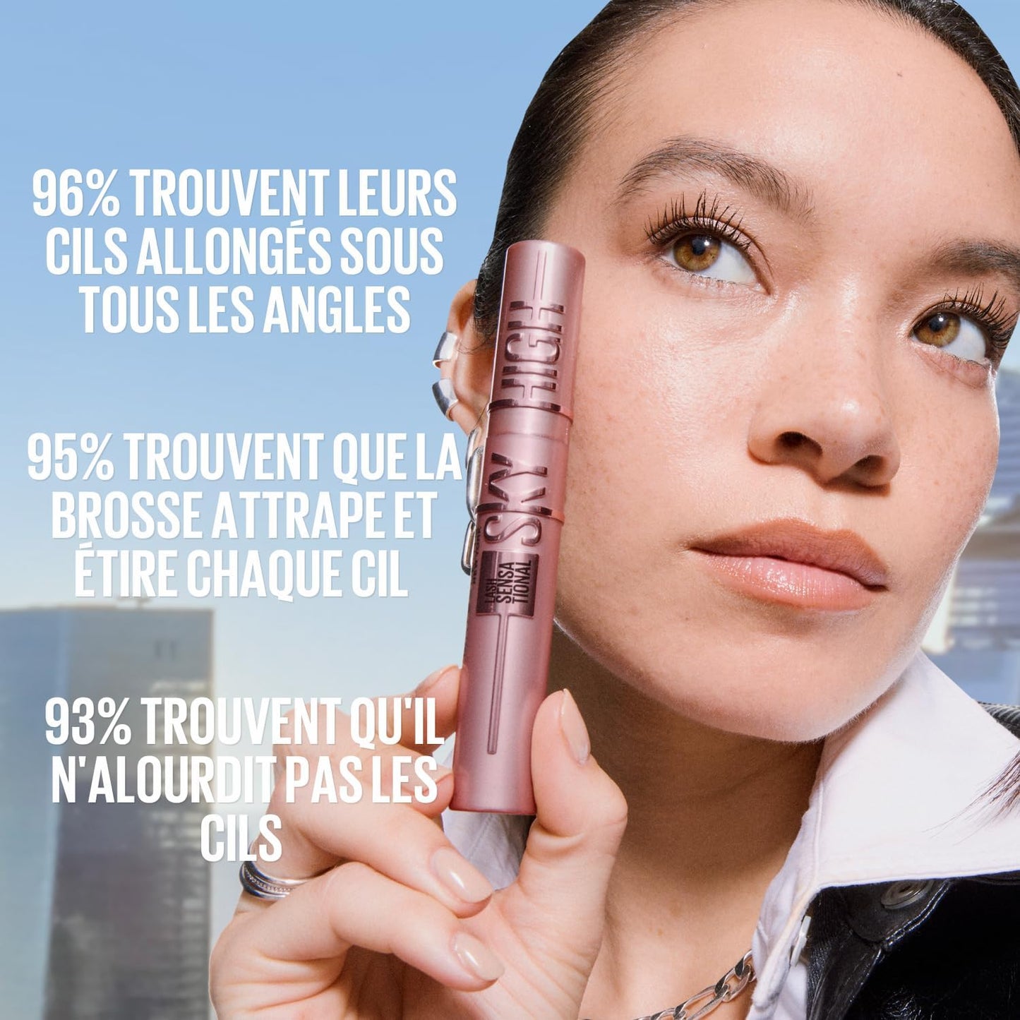 New York - Mascara Volume Intense Et Longueur Illimitée - Formule Enrichie En Extraits De Bambous Et De Fibres - Sky High - Teinte : Very Black - 7,2 Ml | Extraits Bambou Et Fibres, Brosse Flexible Capture Chaque Cil, Testé Dermatologique, Yeux Sensibles Et Lentilles