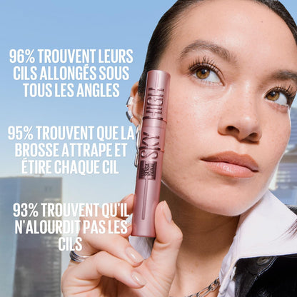 New York - Mascara Volume Intense Et Longueur Illimitée - Formule Enrichie En Extraits De Bambous Et De Fibres - Sky High - Teinte : Very Black - 7,2 Ml | Extraits Bambou Et Fibres, Brosse Flexible Capture Chaque Cil, Testé Dermatologique, Yeux Sensibles Et Lentilles