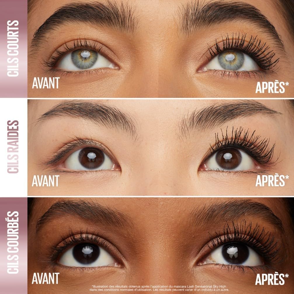 New York - Mascara Volume Intense Et Longueur Illimitée - Formule Enrichie En Extraits De Bambous Et De Fibres - Sky High - Teinte : Very Black - 7,2 Ml | Extraits Bambou Et Fibres, Brosse Flexible Capture Chaque Cil, Testé Dermatologique, Yeux Sensibles Et Lentilles