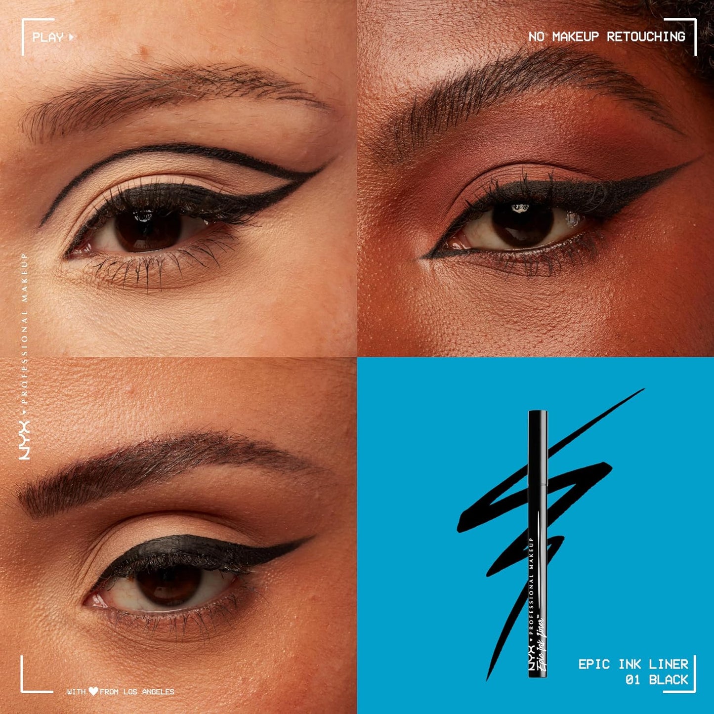 - Eyeliner Feutre - Waterproof - Tracé Précis - Couleur Intense Tenue Longue Durée - Embout Ultra-Précis - Formule Vegan - Epic Ink Liner - Teinte : Black (01) | Pointe Feutre Souple Précise, Formule Vegan, Trait Modulable Fin Ou Épais, Tenue Longue Durée