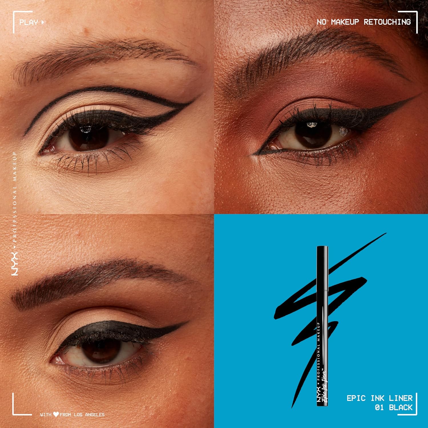 - Eyeliner Feutre - Waterproof - Tracé Précis - Couleur Intense Tenue Longue Durée - Embout Ultra-Précis - Formule Vegan - Epic Ink Liner - Teinte : Black (01) | Pointe Feutre Souple Précise, Formule Vegan, Trait Modulable Fin Ou Épais, Tenue Longue Durée