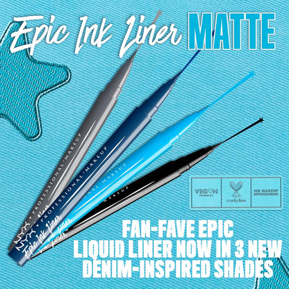 - Eyeliner Feutre - Waterproof - Tracé Précis - Couleur Intense Tenue Longue Durée - Embout Ultra-Précis - Formule Vegan - Epic Ink Liner - Teinte : Black (01) | Pointe Feutre Souple Précise, Formule Vegan, Trait Modulable Fin Ou Épais, Tenue Longue Durée
